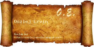 Oszlej Ervin névjegykártya